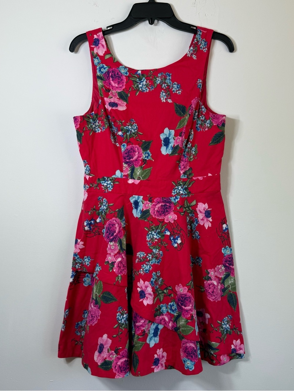 Speechless Red Floral Fit & Flare Mini Dress Size 13 Coquette Cottagecore